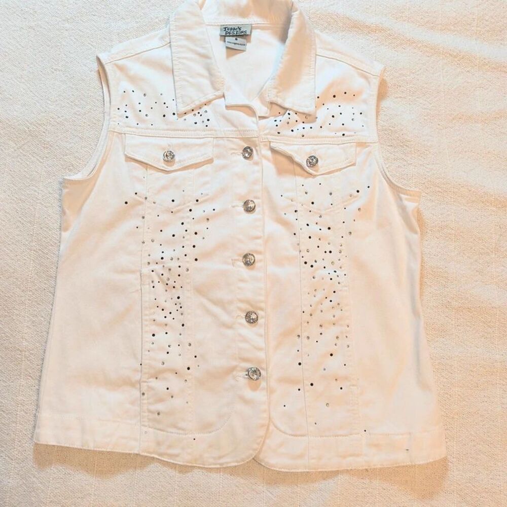 Retro Y2K White Studded Denim Vest